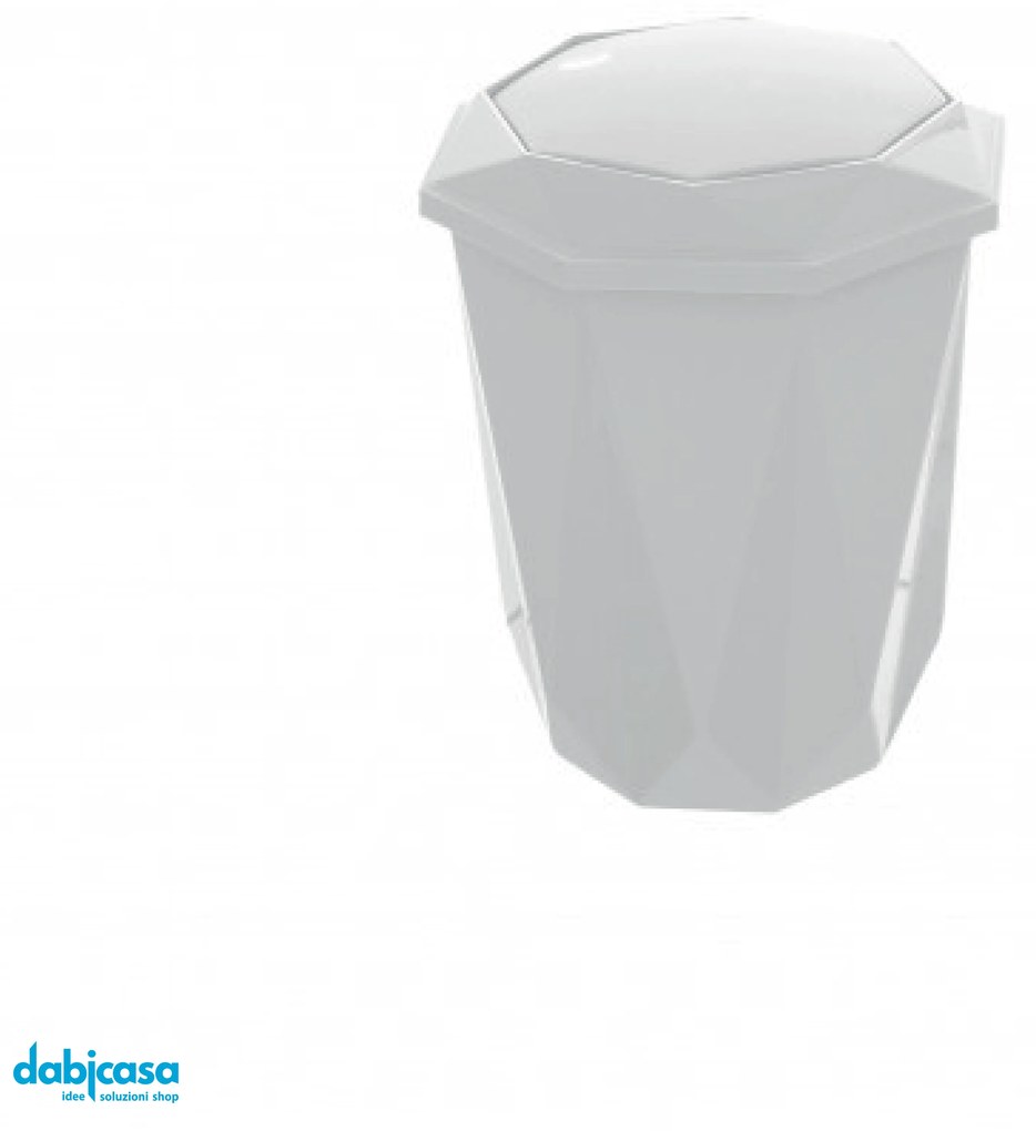 Pattumiera "Diamond Basculante" C/Coperchio Basculante In Plastica Finitura Bianco Da 5,5 Lt