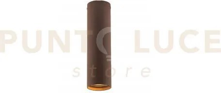 Plafoniera-faretto fluke tonda corten 1 luce attacco gu10 5,5x5,5x20cm