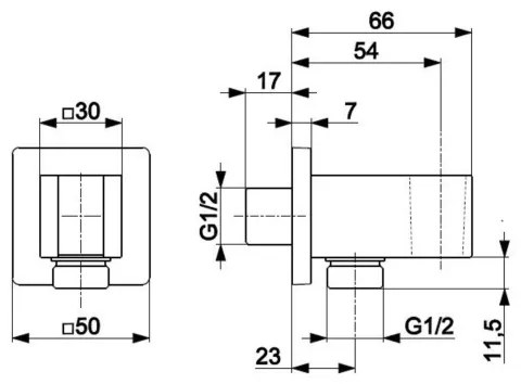 KFA Armatura 845-051-81 - Supporto doccia angolare con uscita LOGON ottone/opaco nero