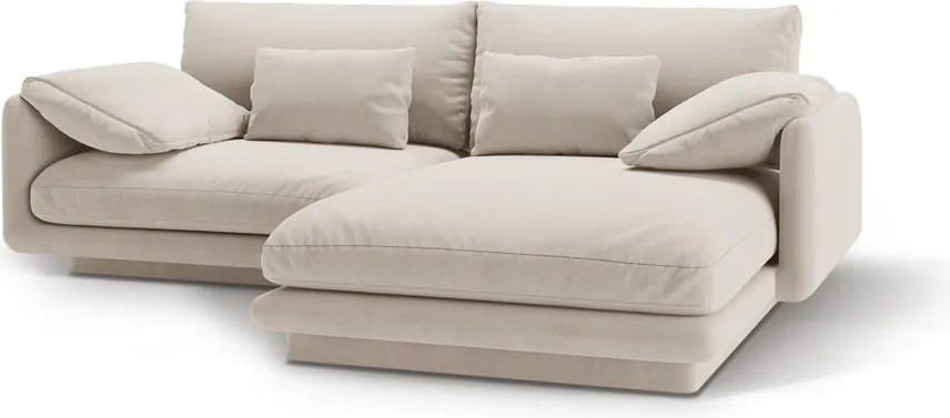 Divano angolare bianco (con penisola a destra/con chaise lounge) con rivestimento in velluto Torino – Micadoni