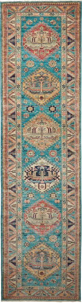 Kazak Tappeto orientale 80 x 300 Turchese (Pakistan) Annodato A Mano