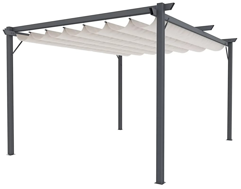 Gazebo Pergola 3 x 3 M Pergolato Con Telo Impermeabile Retrattile Richiudibile Struttura In Acciaio Per Giardino Terrazzo Piscina Esterno Fiere Campeggio Design Elegante Moderno Koloa Colore Beige