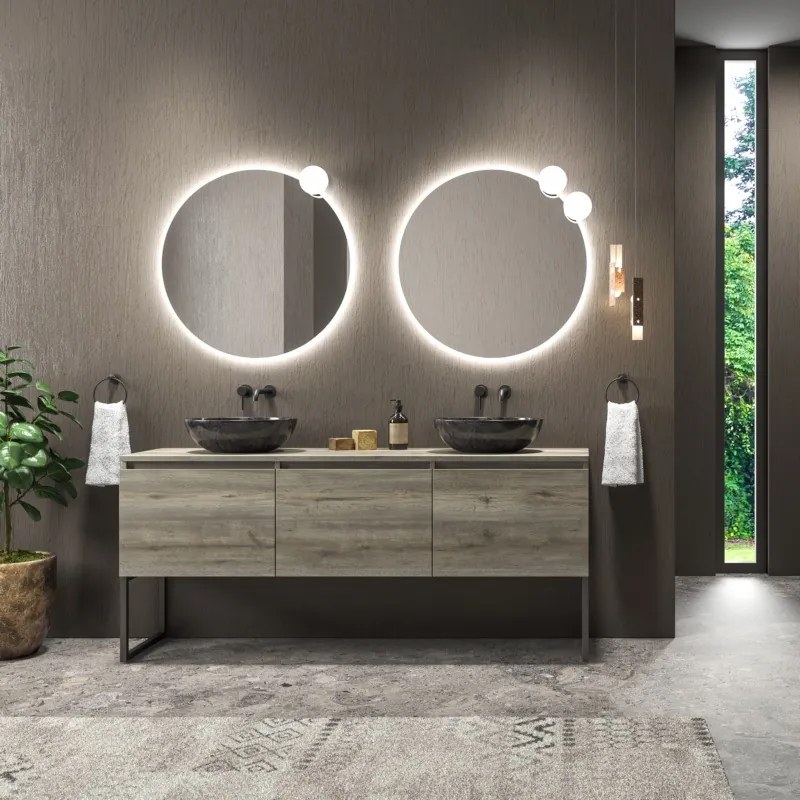 Mobile bagno a terra 180 cm con piano e 3 cassetti SP-180P3 - KAMALU