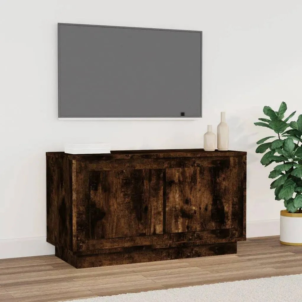 Mobile Porta Tv Rovere Fumo 80x35x45 Cm İn Legno Multistrato /