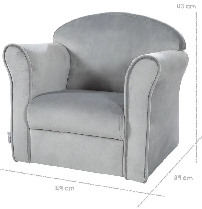 Sedia per bambini in velluto grigio chiaro Lil Sofa - Roba