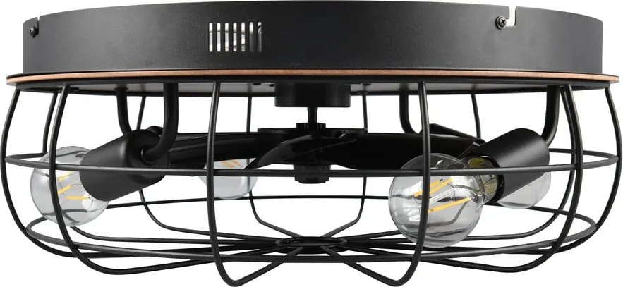 Plafoniera nera opaca e marrone con telecomando e ventilatore Trondheim – Trio