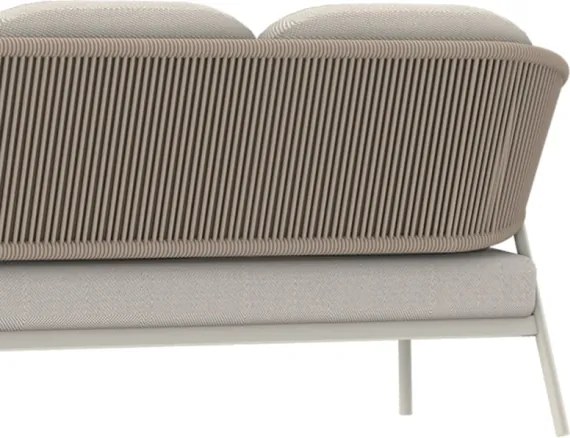 Salotto Da Esterno 5 Posti In Alluminio E Corda Con Tavolino Celia Bianco