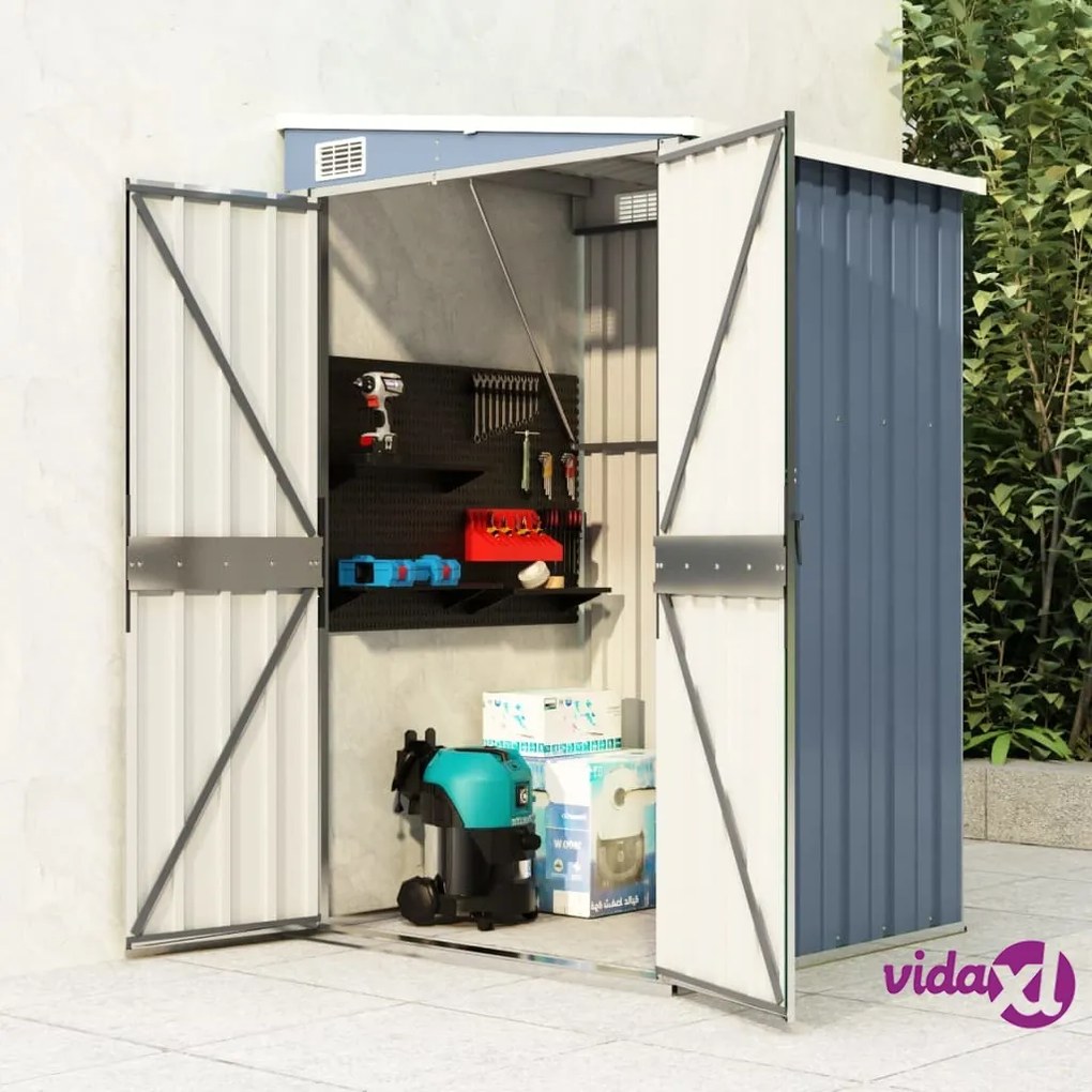 vidaXL Capanno Giardino a Parete Grigio 118x100x178 cm Acciaio Zincato