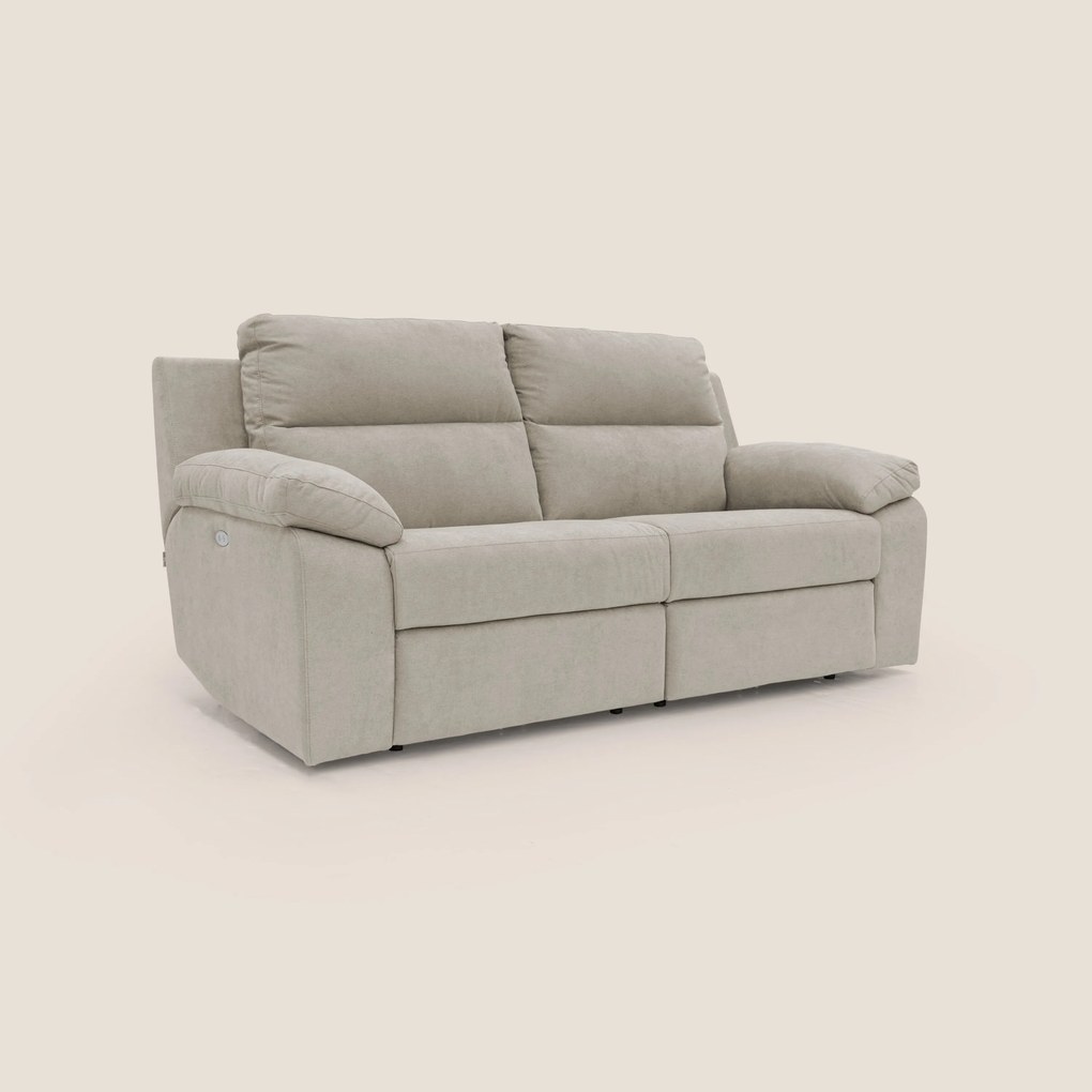Romeo Divano relax con recliner elettrico in morbido tessuto impermeabile T02 panna