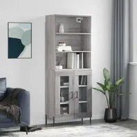 Credenza Grigio Sonoma 69,5x34x180 cm in Legno Multistrato 3189331