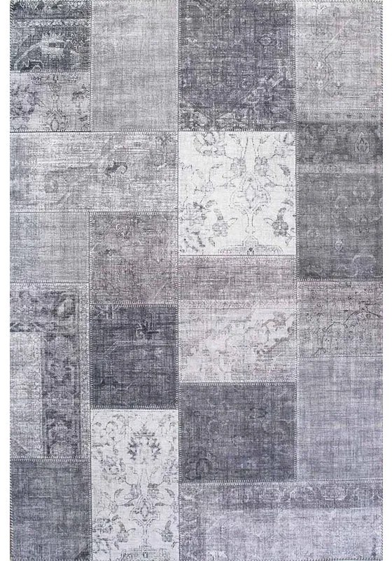 Tappeto Heriz digit patchwork natale grigio, L 180 x L 120 cm