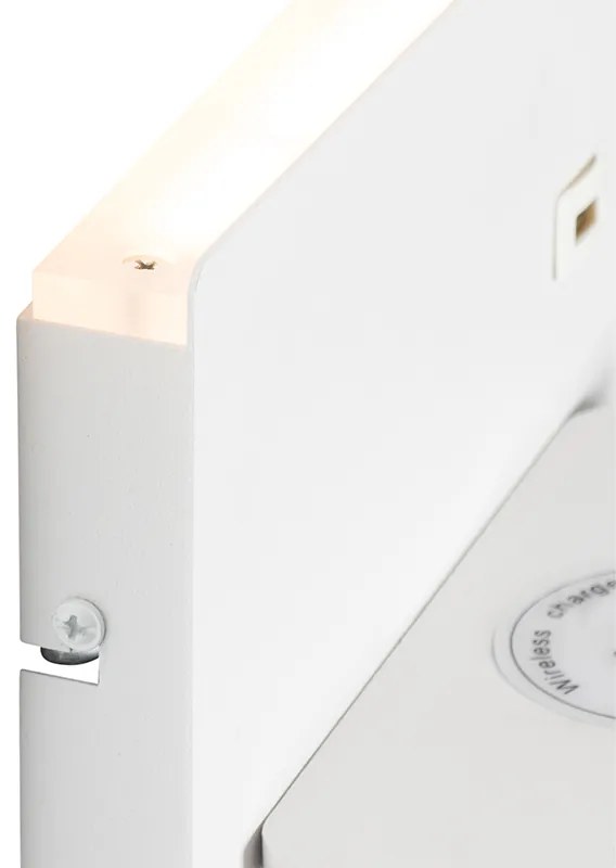 Set di 2 applique bianche con LED con USB e carica a induzione - Riza