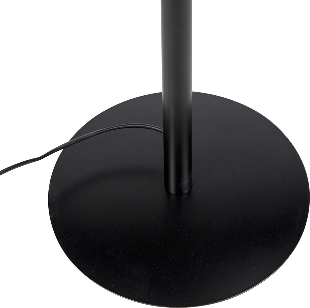 Lampada da terra nera con paralume in lino bianco 45 cm - Simplo