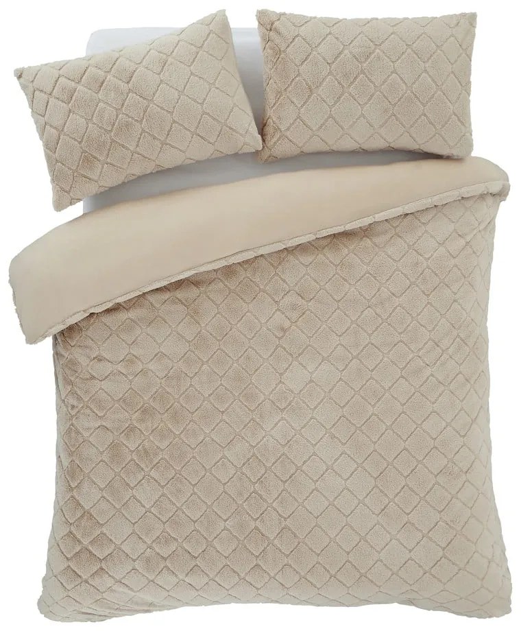 Biancheria da letto matrimoniale in micropile beige 200x200 cm Cosy Diamond - Catherine Lansfield