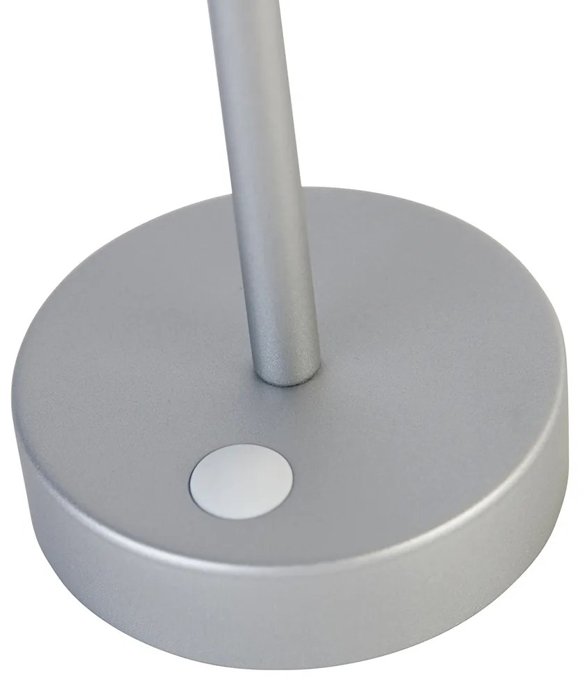 Lampada da tavolo grigia con LED ricaricabile con dimmer touch - Renata