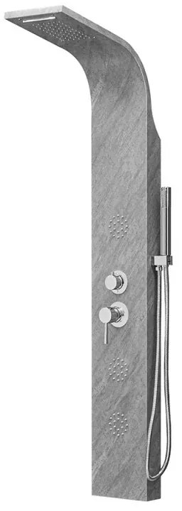 Pannello doccia idromassaggio in acciaio inox effetto cemento con 4 funzioni