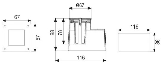 MICRO  Lampada incasso LED 1,2W 3000K anello inox + CS 44