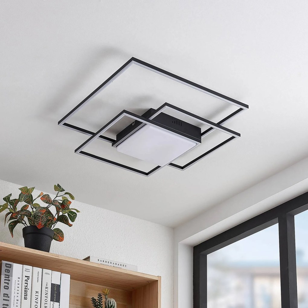 Plafoniera LED Lindby Nelinka, 60 cm, nero, alluminio