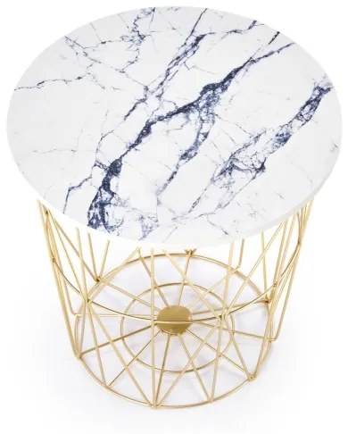 Tavolino HARISSA 41x42 cm oro/bianco marmor decor
