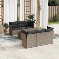 Set Divani da Giardino 7 pz con Cuscini Grigio in Polyrattancod mxl 111363