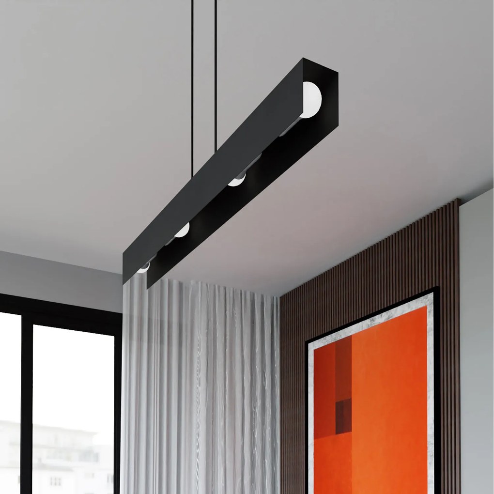 Lampadario Moderno 4 Luci Hachiman In Acciaio Nero