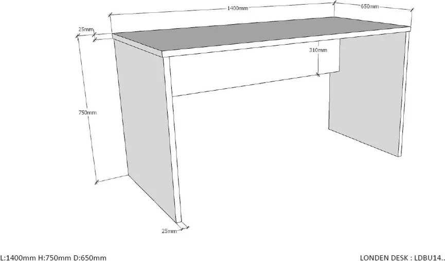 Scrivania per bambini 140x65 cm London - Vipack