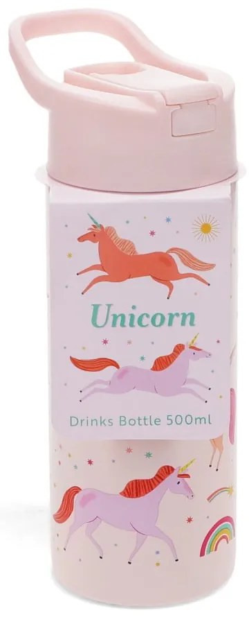 Bottiglia per bambini rosa chiaro in acciaio inox 500 ml Unicorn – Rex London