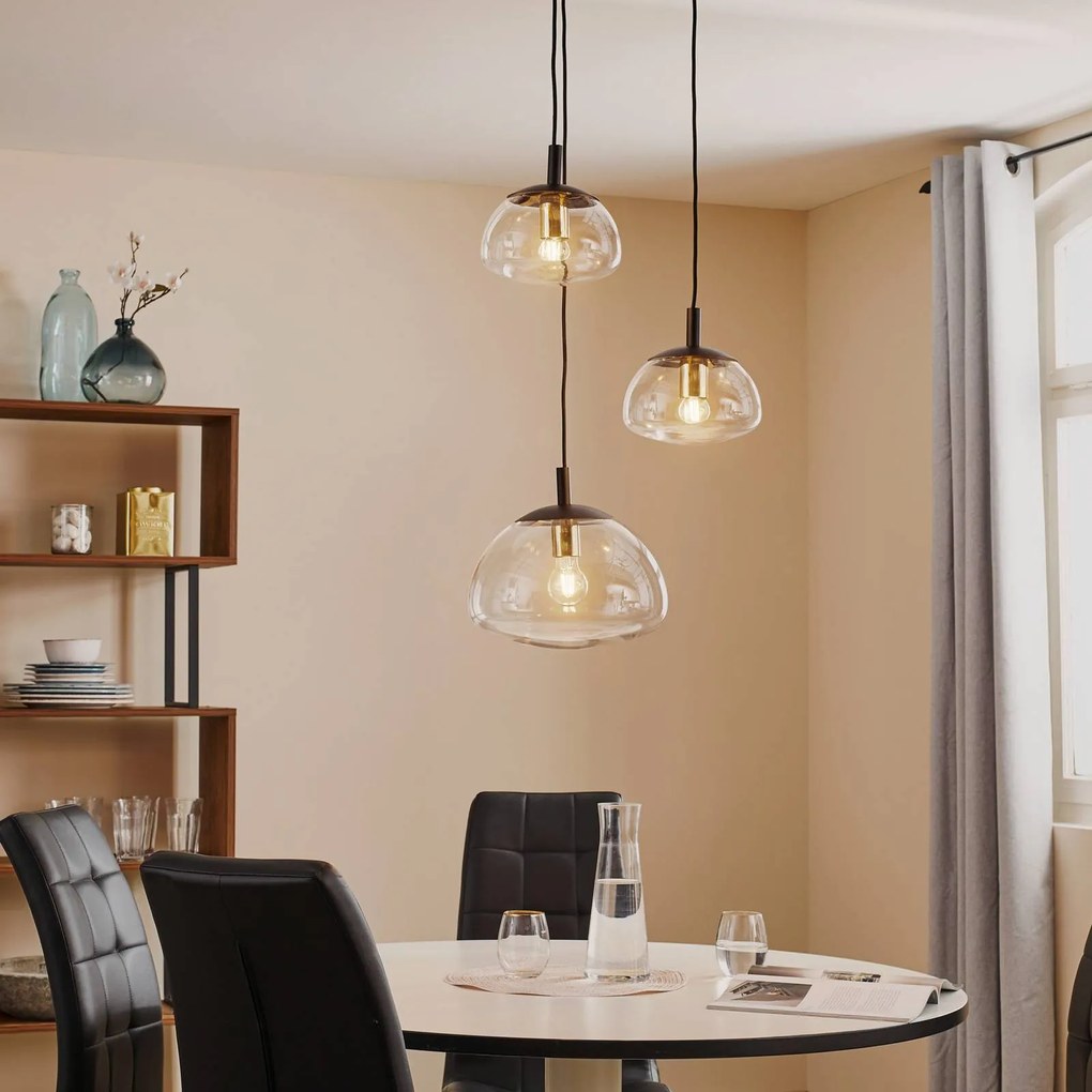 Euluna Lampada a sospensione Turku 3 luci rotonda trasparente/nera