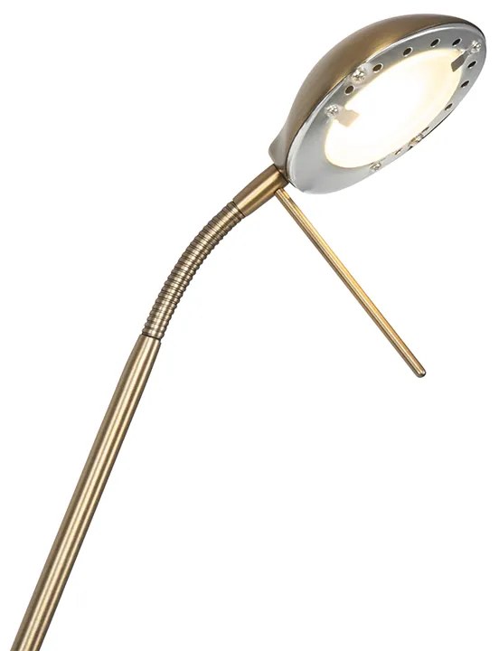 Lampada da terra moderna bronzo con lampada da lettura incl. LED dimmerabile a luce calda - Diva