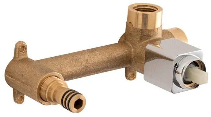 Miscelatore lavabo a muro in ottone con manopola e canna 20 cm Lotus