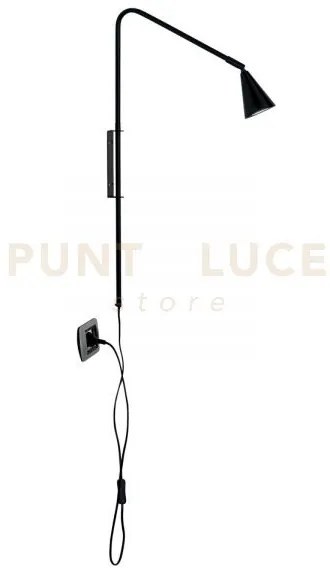Applique a parete enea nera 1 luce attacco gu10 37,7x9x69,5cm in me...