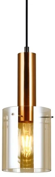 ITALUX PND-5581-1-BRO+AMB - Lampadario a sospensione con filo SARDO 1xE27/40W/230V nero/ottone