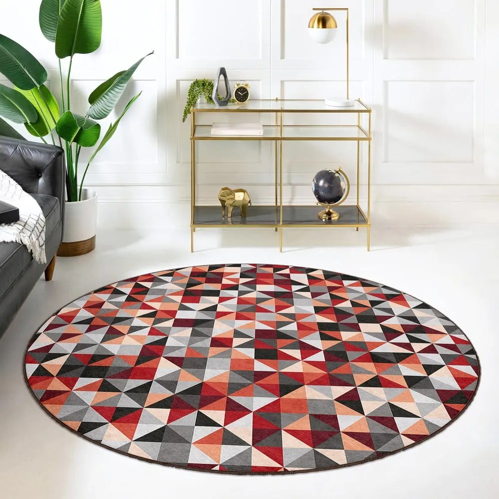 Tappeto rotondo rosso/grigio lavabile ø 150 cm Ignite – Mila Home