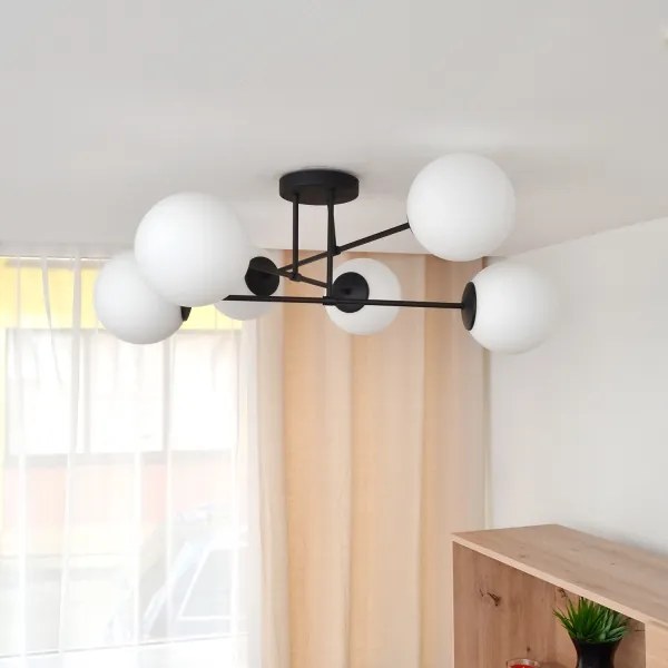 Lampadario a plafone MOON 6xE27/15W/230V nero