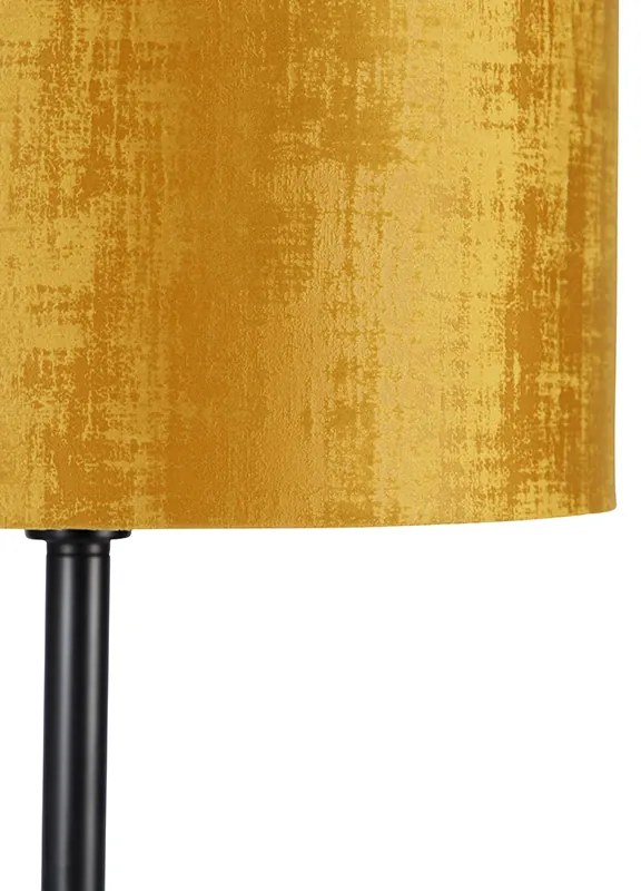 Lampada da terra classica con paralume nero oro 40 cm - Simplo