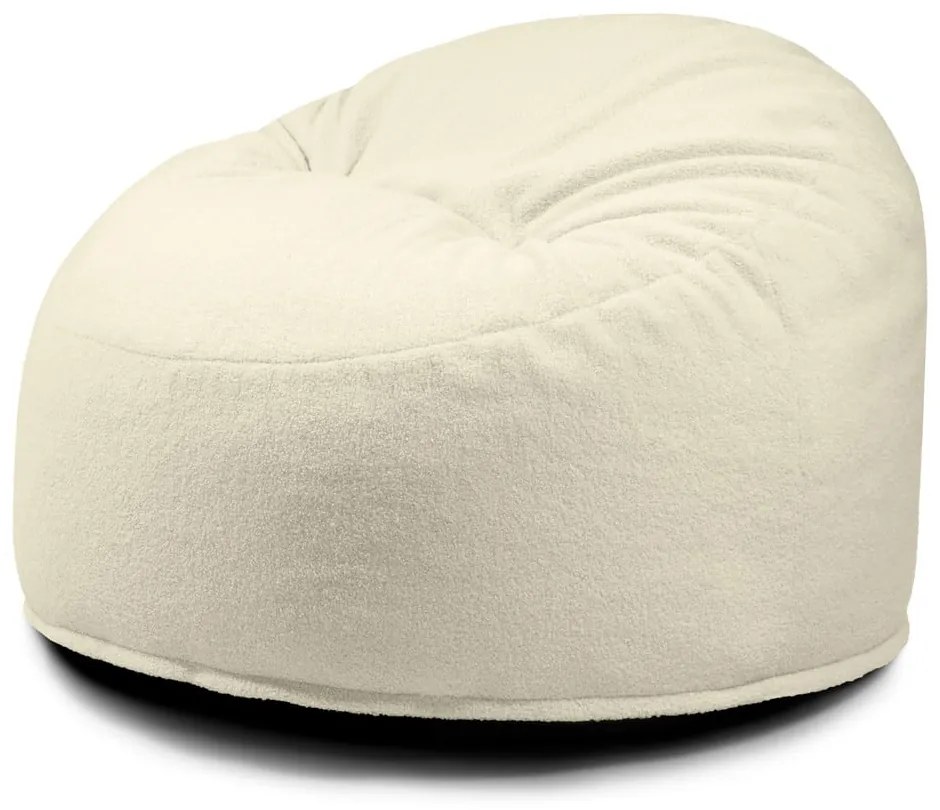 Pouf a sacco per bambini color crema con rivestimento in bouclé Om 85 – SLOWDOWN