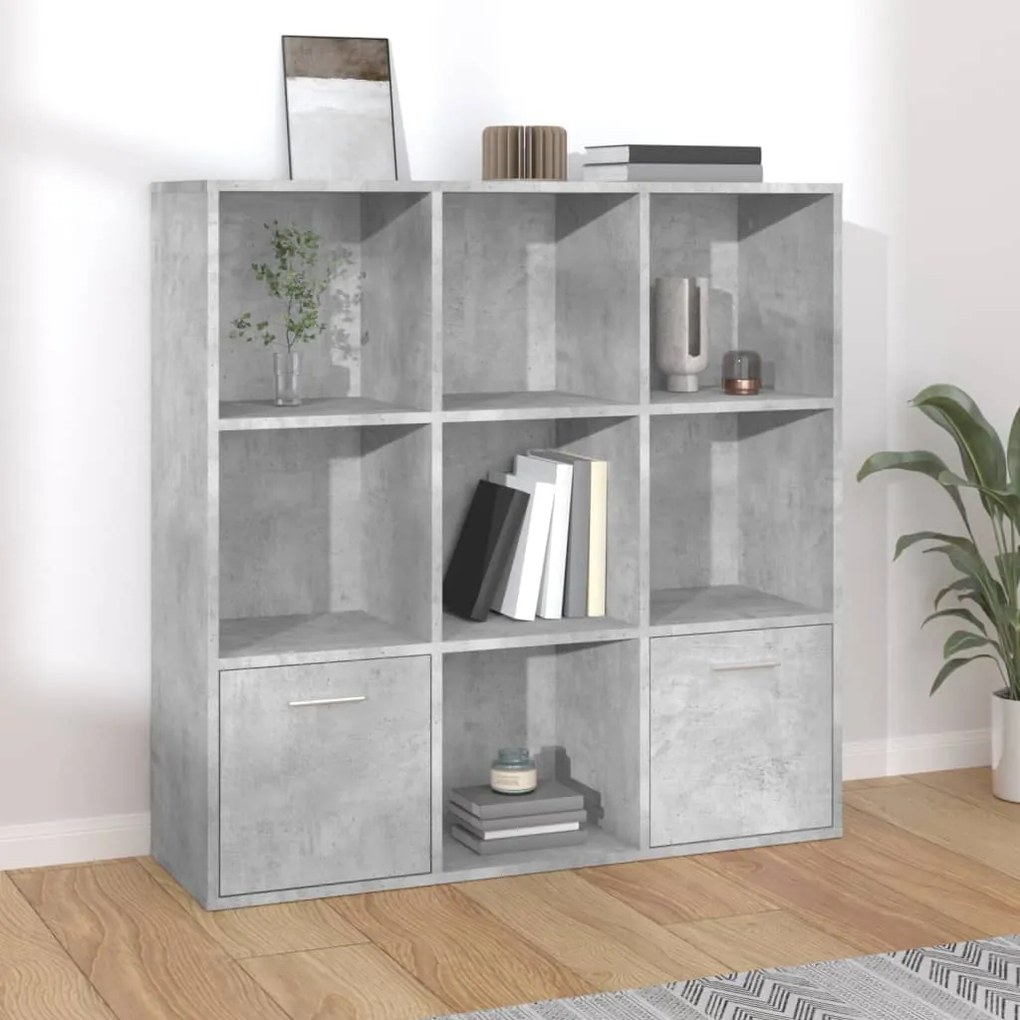 Libreria Grigio Cemento 98x30x98 Cm İn Legno Multistrato /