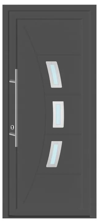 Portoncino d'ingresso in pvc 20021 L 80 x H 210 cm antracite apertura destra