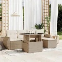 Set Divano da Giardino 6 pz con Cuscini Beige in Polyrattan 3268498