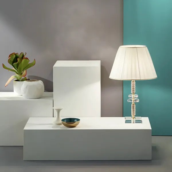 Lampada da tavolo DIDO in vetro trasparente lavorato a mano 40x66 cm Oro