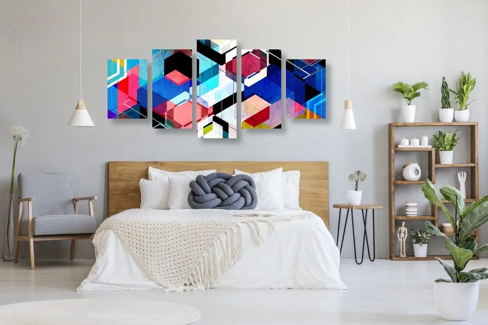 Quadri 5 pezzi – Geometria astratta