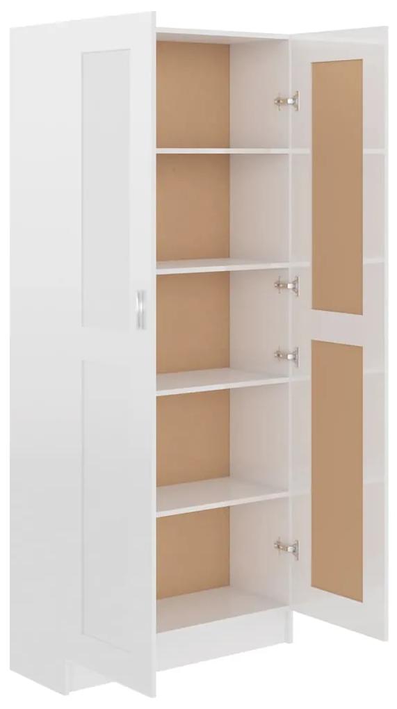 Libreria Bianco Lucido 82,5x30,5x185,5 cm in Legno Multistrato