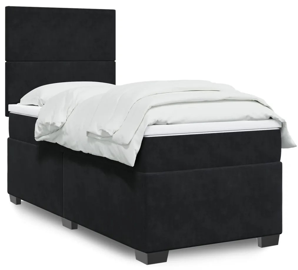 Giroletto A Molle Con Materasso Nero 100x200 Cm İn Velluto /