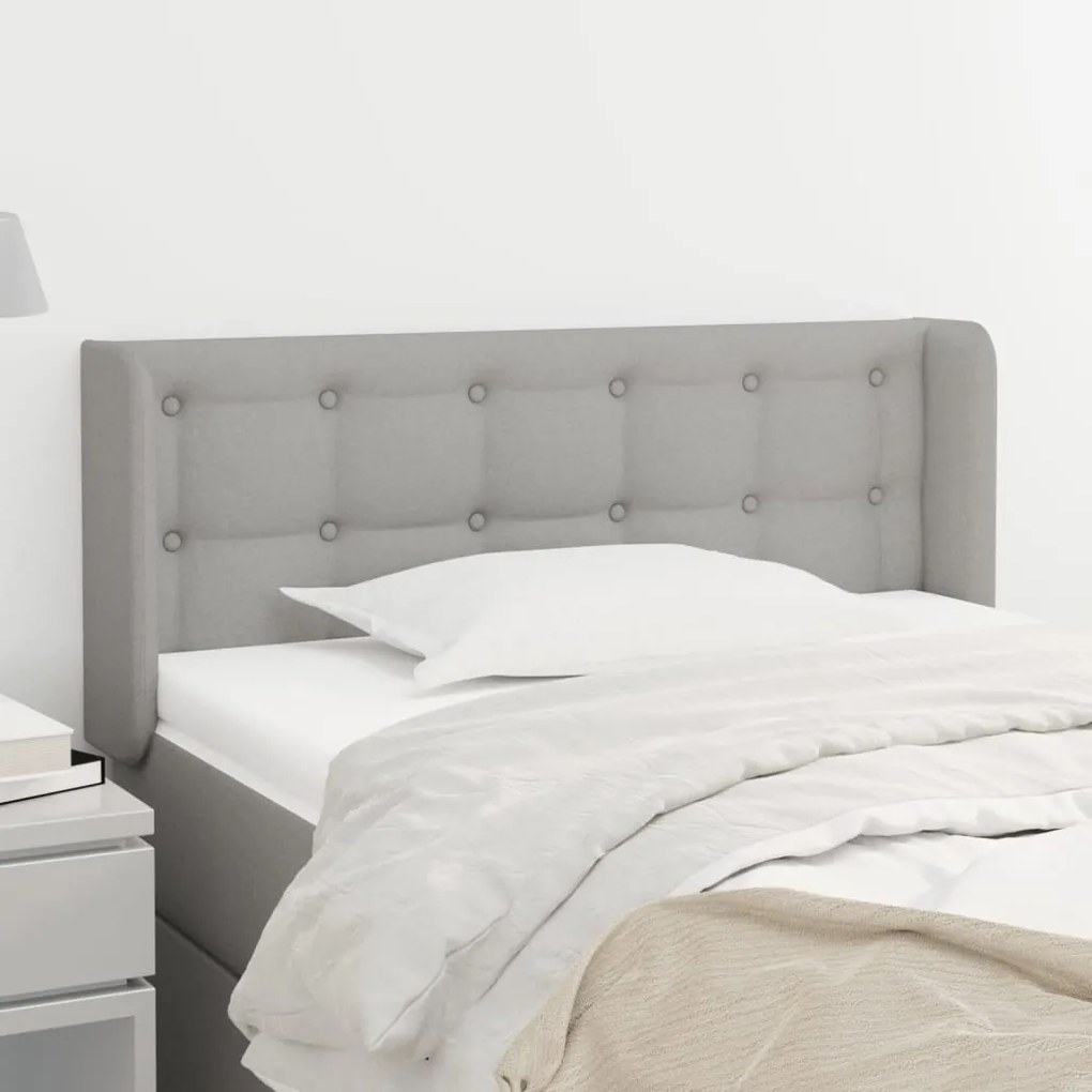 Testiera Ad Orecchio Grigio Chiaro 83x16x78/88 Cm İn Tessuto /
