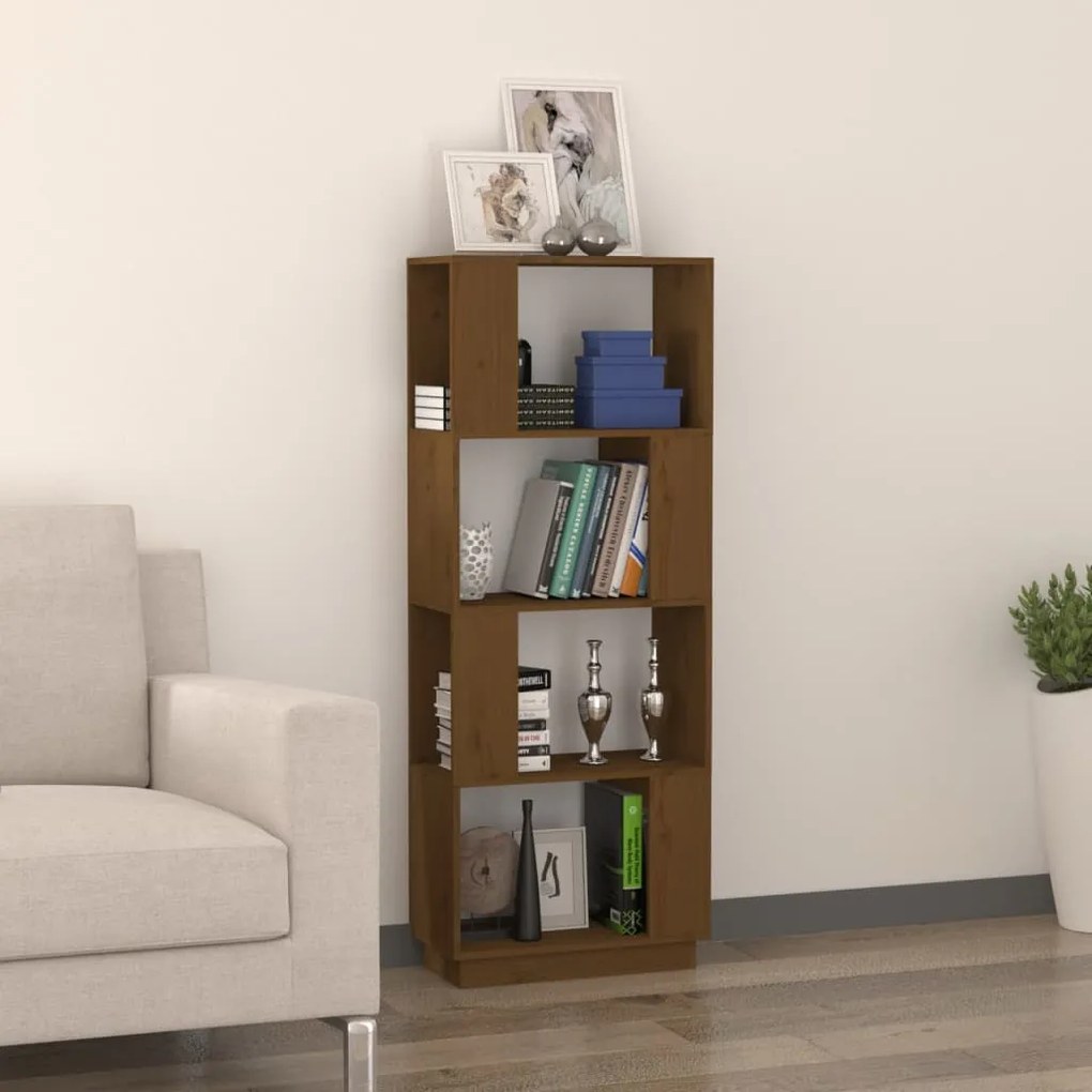 Libreria/divisorio miele 51x25x132 cm in legno massello di pino