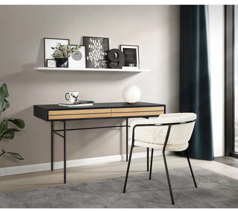 Scrivania nera a righe, 130 x 60 cm - Woodman