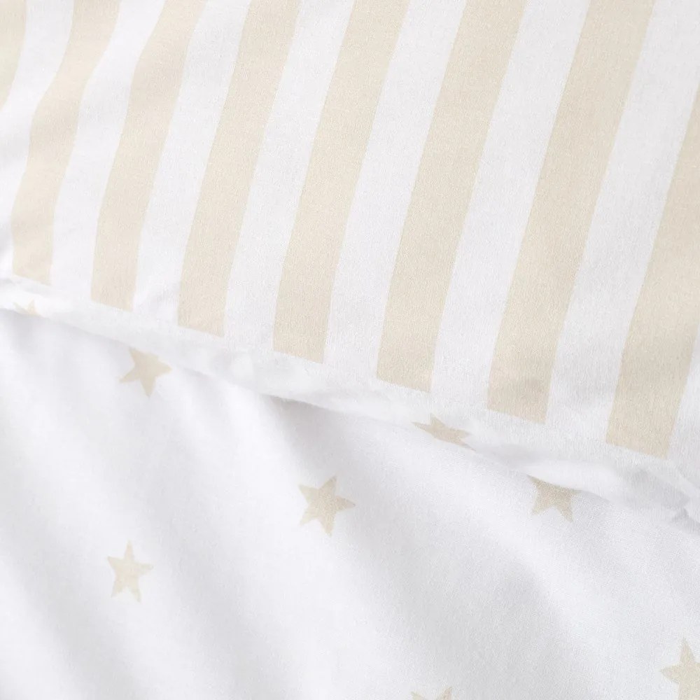 Set copripiumino e federa da bambini bianco e beige in cotone per letto singolo 135x200 cm Mini Star & Stripes – Bianca