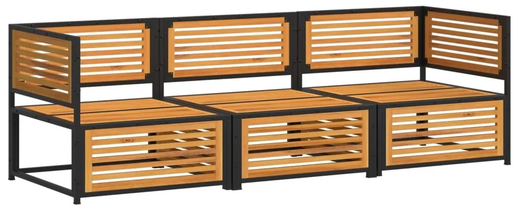 Set divano da giardino 3pz con cuscini legno massello di acacia