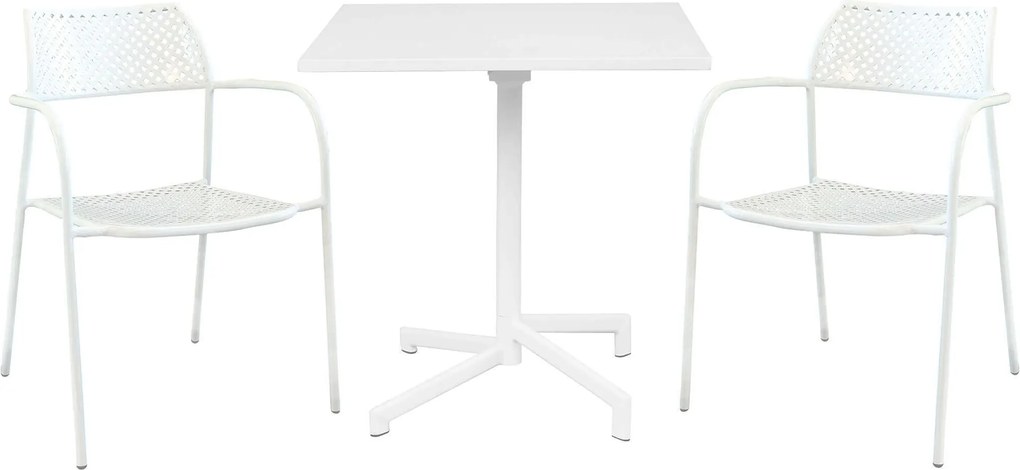 OPERA - set tavolo in alluminio cm 70 x 70 x 73 h con 2 poltrone Aviim