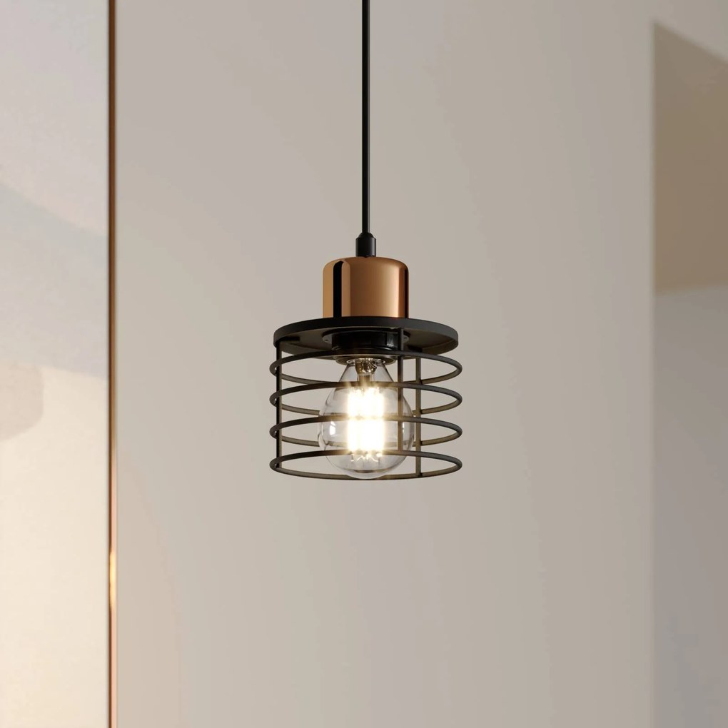 HELAM Lampada a sospensione Edison in nero/rame, 1 luce